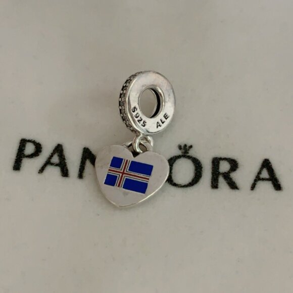 Pandora Iceland Flag Charm Pendant sterling silver - Picture 1 of 4